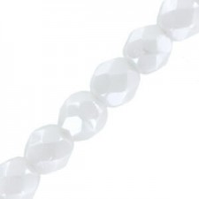 Czech Fire polished faceted glass beads 3mm Chalk white shimmer